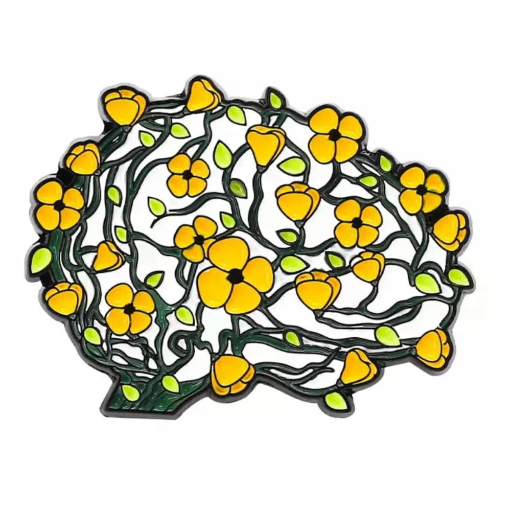 Floral Brain Network Enamel Pin Daisy Chain Neurology Science Lanyard Badge Gift